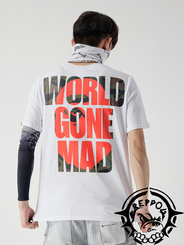 Red and green apes letter short sleeve 2 colors