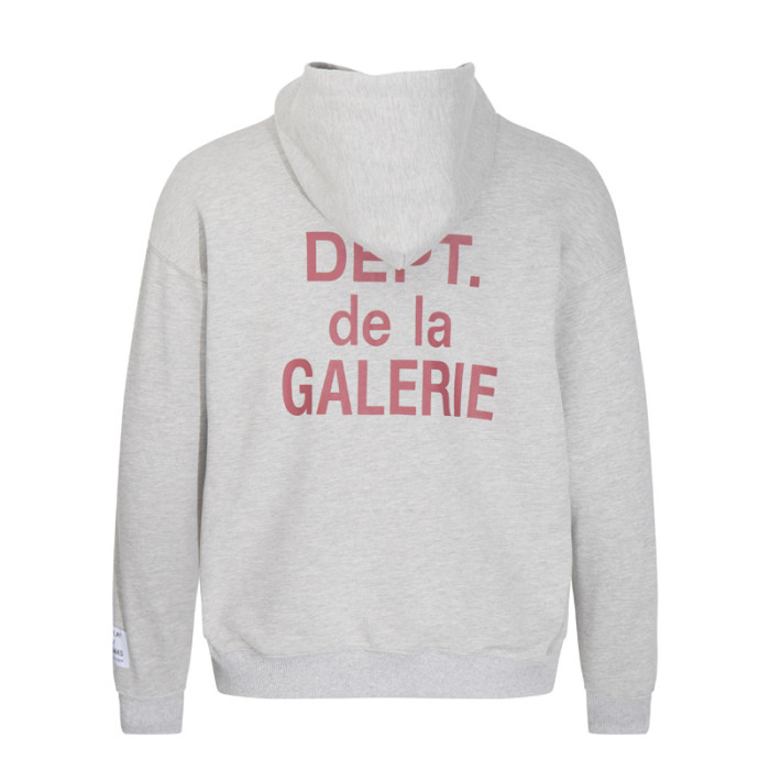  Printed hoodie with red lettering on front and back
