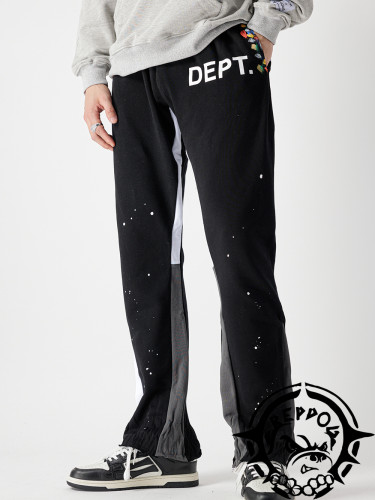 Left leg large monogrammed printed wide leg pants 12 colors