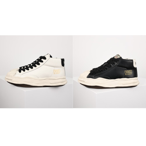 Leather Patchwork Midsole Shoes 2 colors
