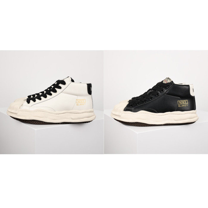 Leather Patchwork Midsole Shoes 2 colors