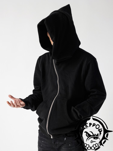 Black Wizard Slant Zip Hoodie