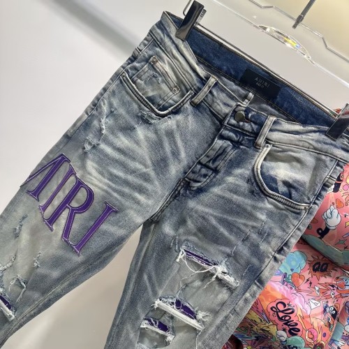 1:1 quality version Ripped Line Alphabet Jeans