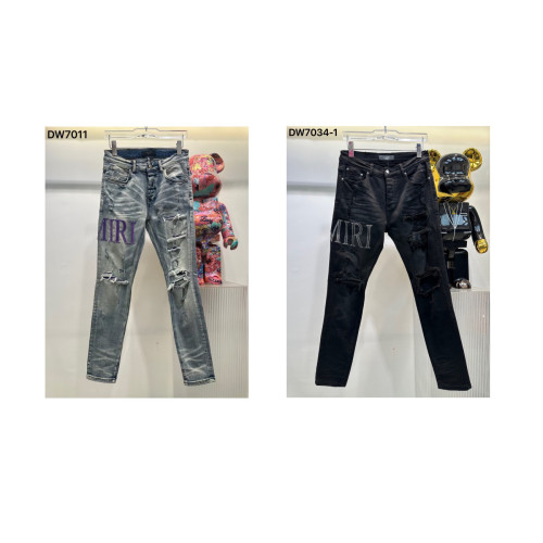 1:1 quality version Ripped Line Alphabet Jeans