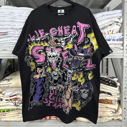 Pink Skull Street Print Short Sleeve