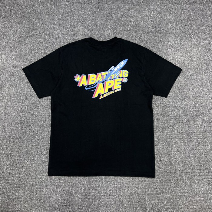 Moon Ape Head Rocket Alphabet Comic Book Style Print tee 2 colors