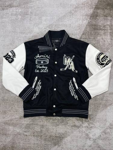 [buy more save more]1:1 quality version Heavy embroidered jacket with quilted leather sleeves