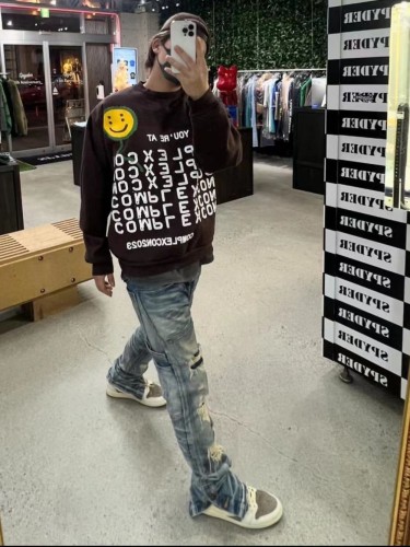 1:1 quality version Square Alphabet Smiley Print Sweatshirt