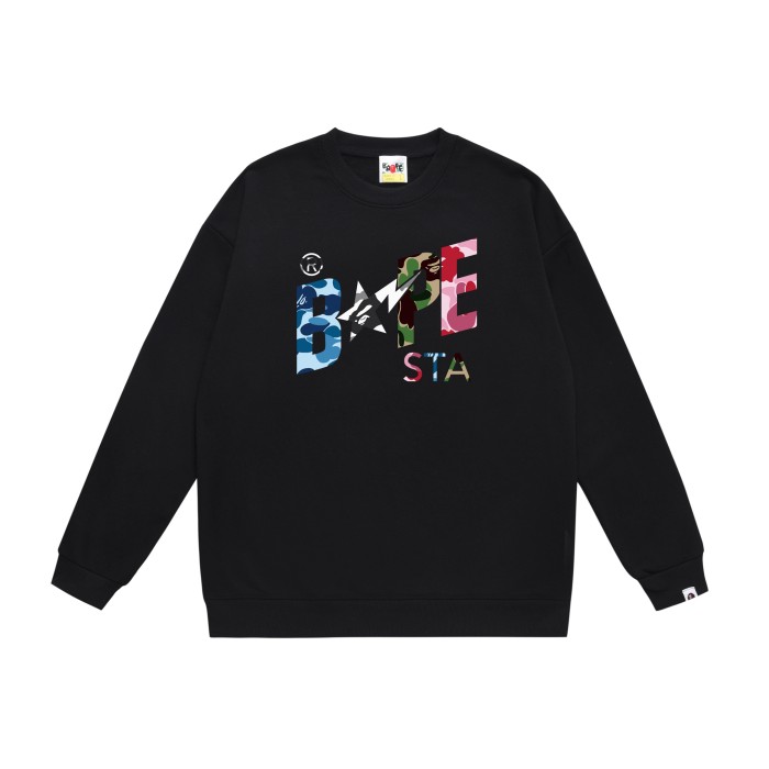 Camouflage Patchwork Star Label Crew Sweatshirt
