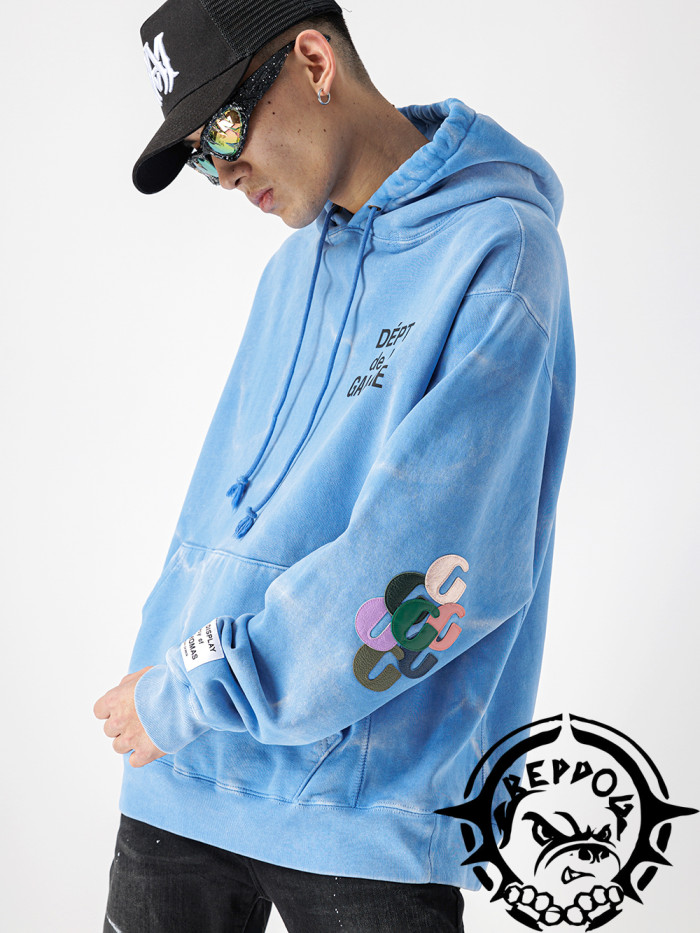 [50% Off][Big & Tall for weights up to 260 lbs]1:1 quality version Sky Blue Little G Embroidered Double Sleeve Hoodie 25284095