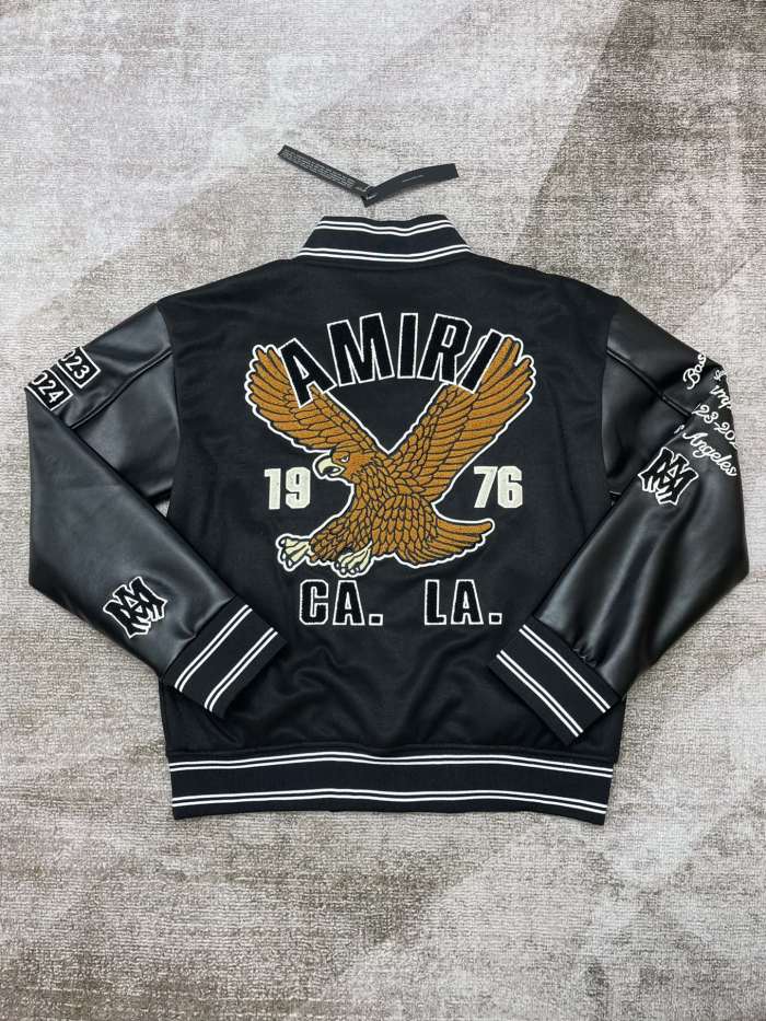 1:1 quality version Eagle Embroidered Leather Jacket