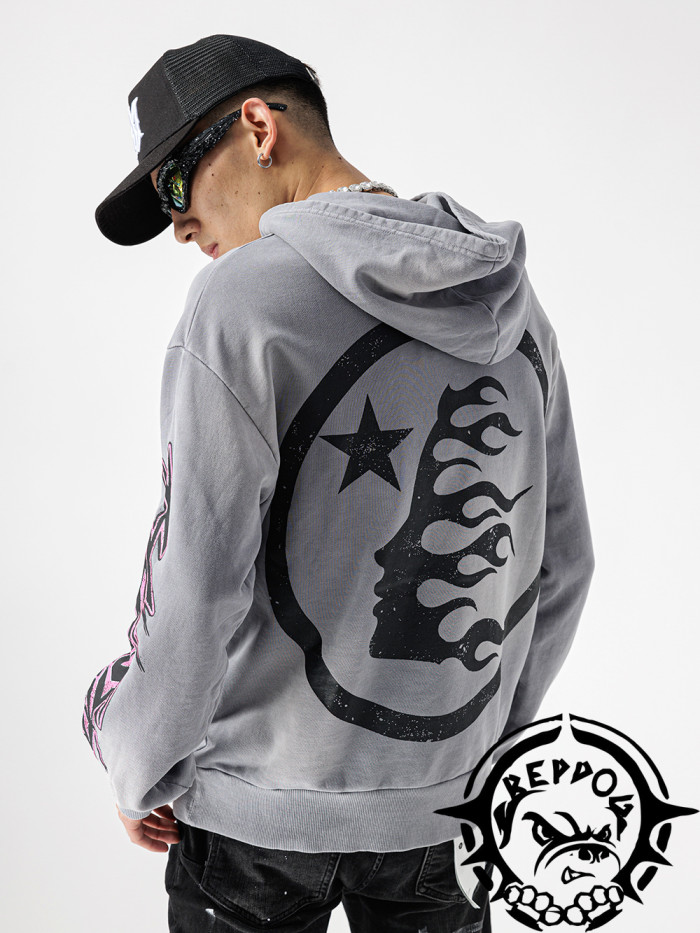   Half Face Two Sleeve Letter Print Hoodie
