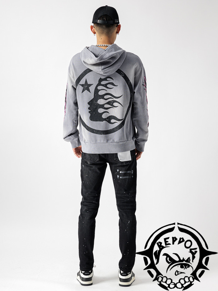   Half Face Two Sleeve Letter Print Hoodie