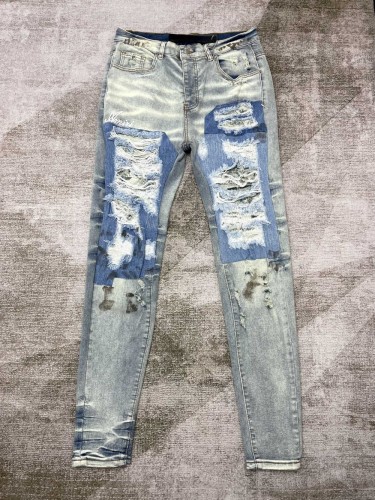 1:1 quality version Appliquéd printed patchwork jeans