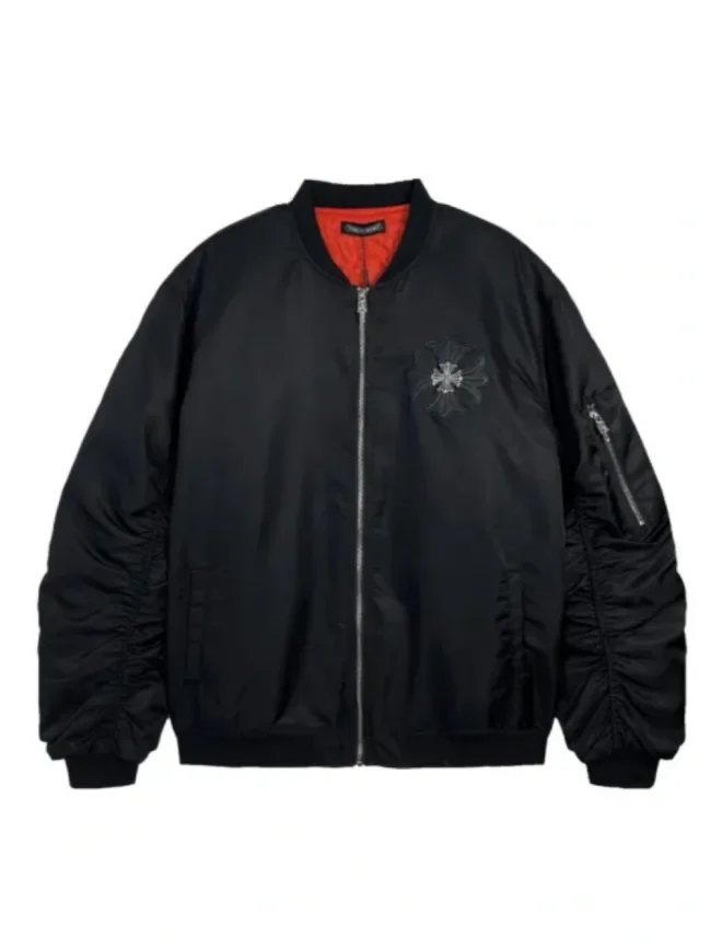 [buy more save more] Cross leather padded baseball jacket