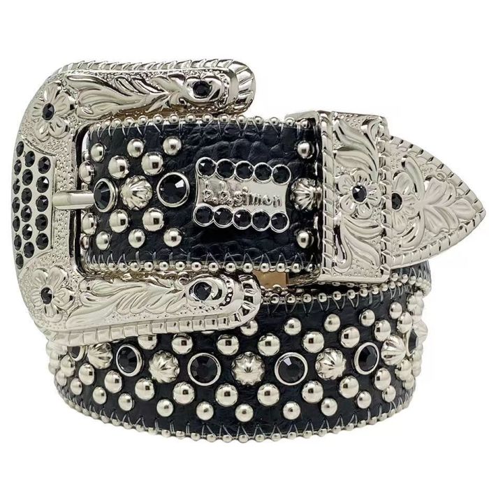 1:1 quality version Luxury Studded Diamond Buckle Belt