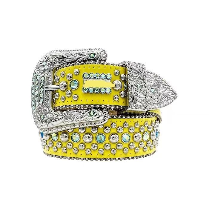 1:1 quality version Luxury Studded Diamond Buckle Belt
