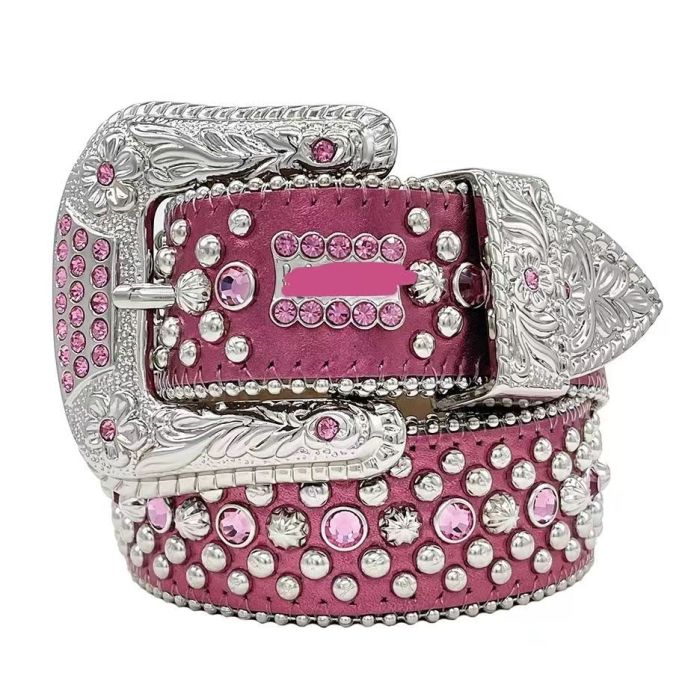 1:1 quality version Luxury Studded Diamond Buckle Belt