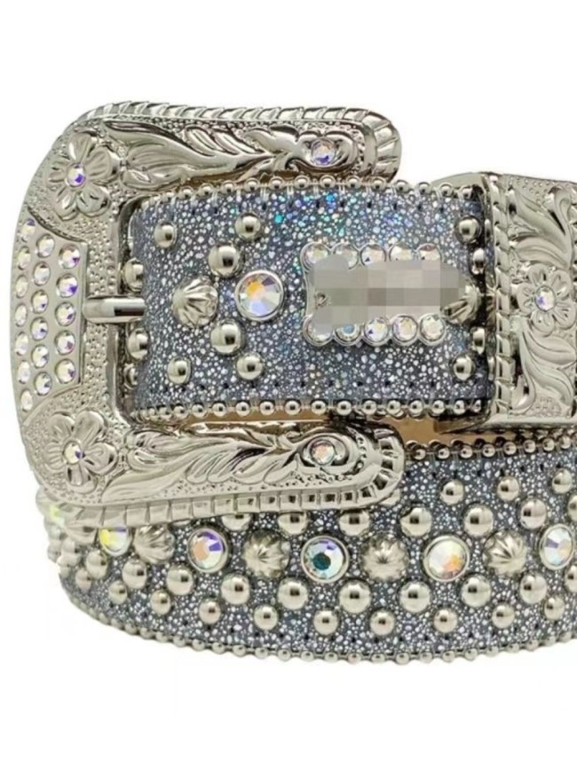 1:1 quality version Luxury Studded Diamond Buckle Belt