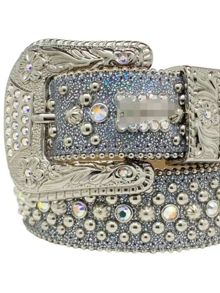 1:1 quality version Luxury Studded Diamond Buckle Belt