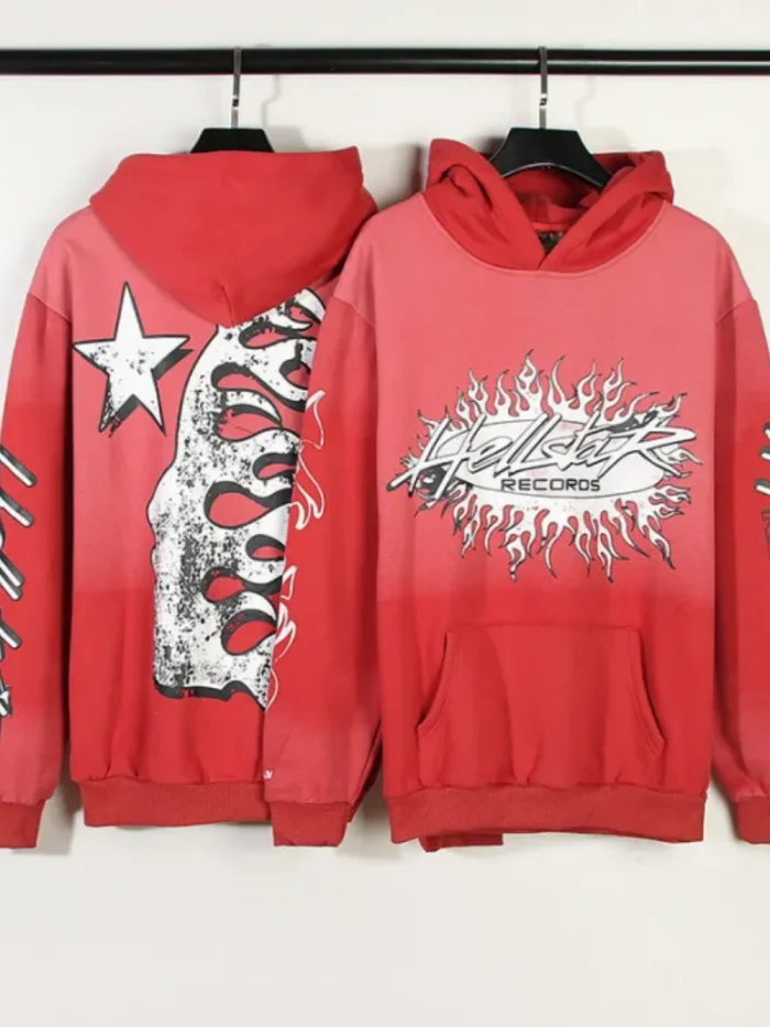 Vintage Flame Red Unicorn Arm Print Hoodie