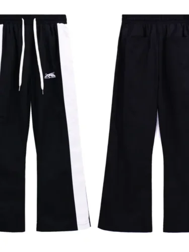 Side Patchwork Striped Casual Pants