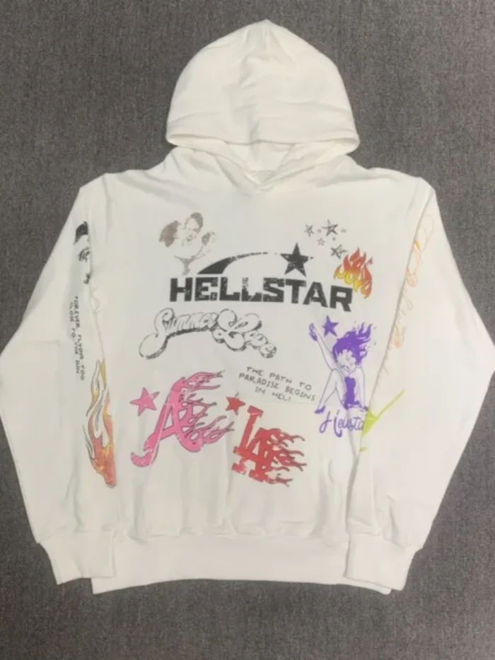 Skull graffiti print hoodie