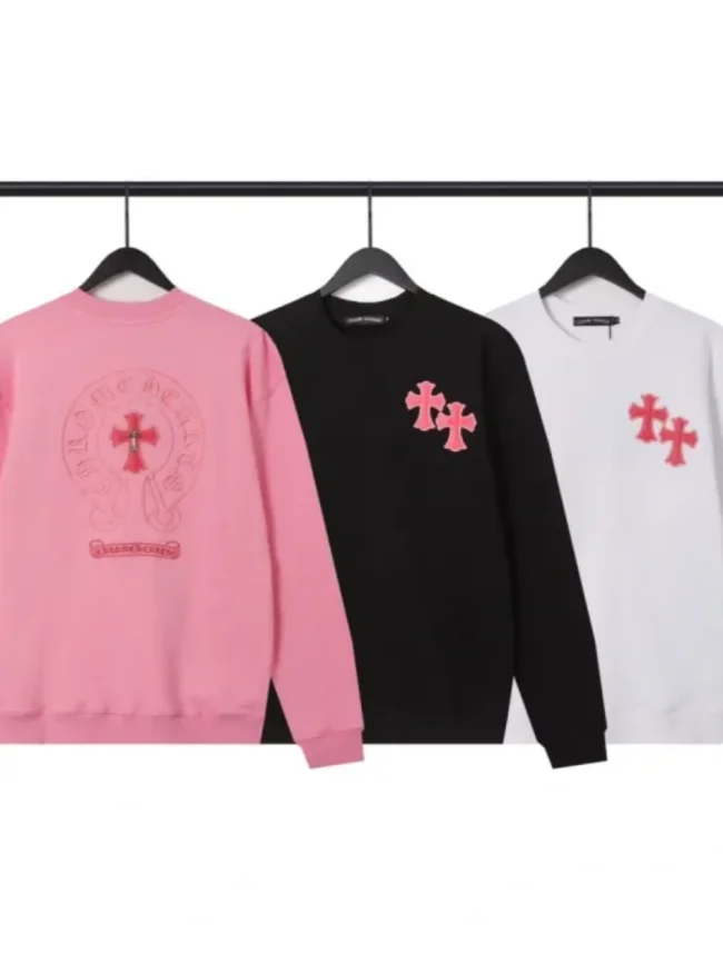 Heavy duty metallic embroidered crew neck sweater 3 colors