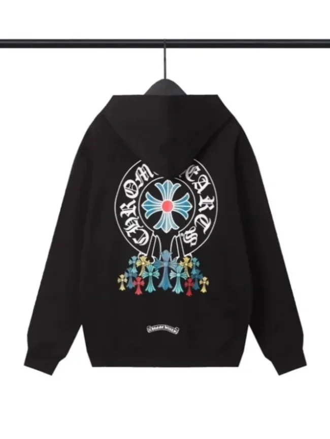 Hipster Cross Chain Print Hoodie