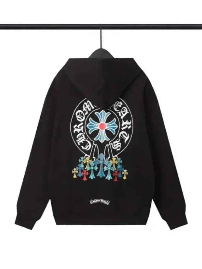 Hipster Cross Chain Print Hoodie