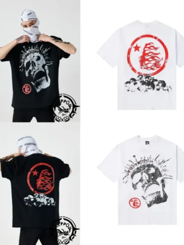 Two-tone skull Emperor half-face printed tee 2 colors