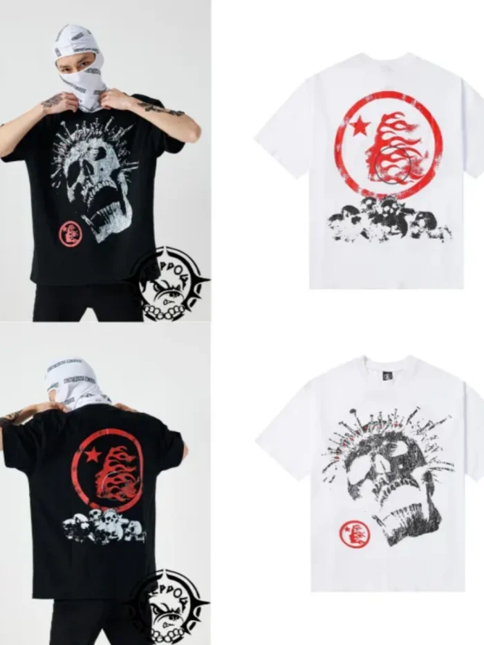 [50% Off]Two-tone skull Emperor half-face printed tee 2 colors 23289154