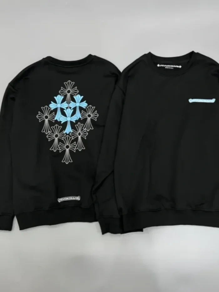 1:1 quality version Rhombus Blue Cross Crew Neck Pullover Sweatshirt