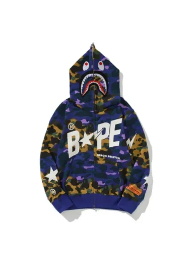 [buy more save more] Co-branded Shark Head Star Camo Sweatshirt