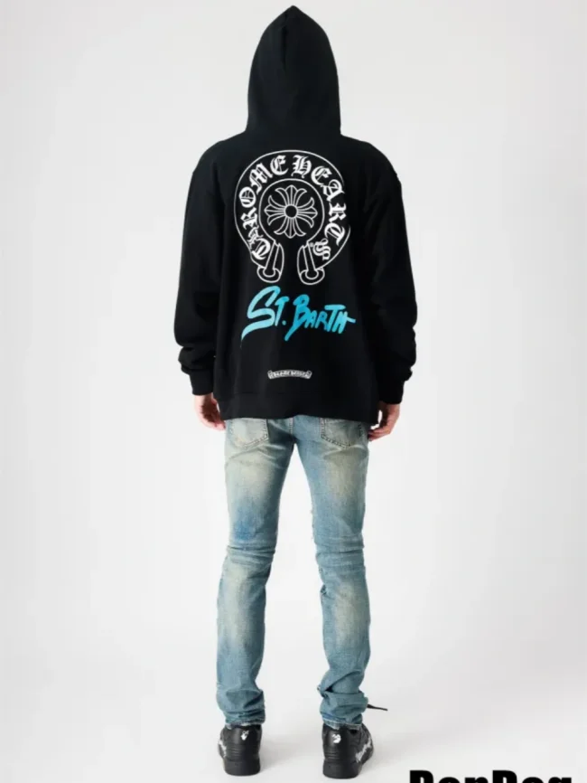 1:1 quality version horse's hoof logo blue graffiti letters hoodie