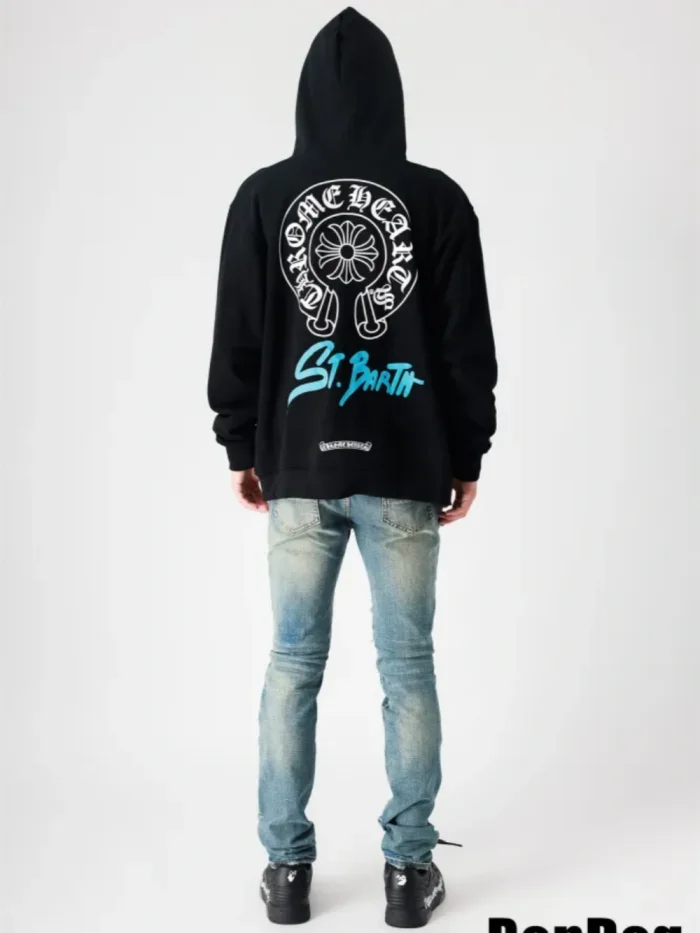 1:1 quality version horse's hoof logo blue graffiti letters hoodie