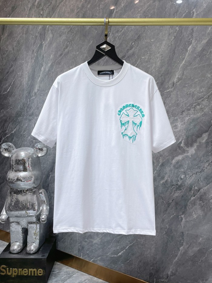 [buy more save more]Paw Print Cross Sanskrit Letter Patch Embroidered Tee 2 colors