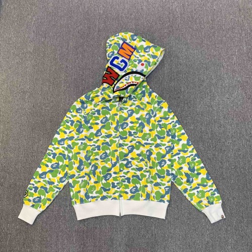 1:1 quality version Apple Green Sharks Head Camo Zipper Hoodie