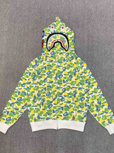 1:1 quality version Apple Green Sharks Head Camo Zipper Hoodie
