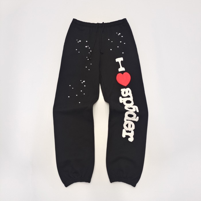 1:1 quality version Love Foam Letter Star Spiderweb Print Hoodie & Pants
