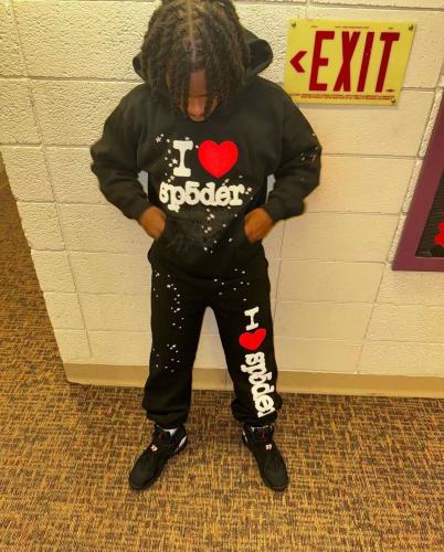 1:1 quality version Love Foam Letter Star Spiderweb Print Hoodie & Pants