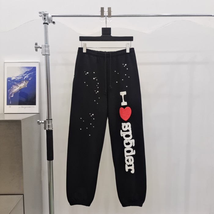 1:1 quality version Love Foam Letter Star Spiderweb Print Hoodie & Pants