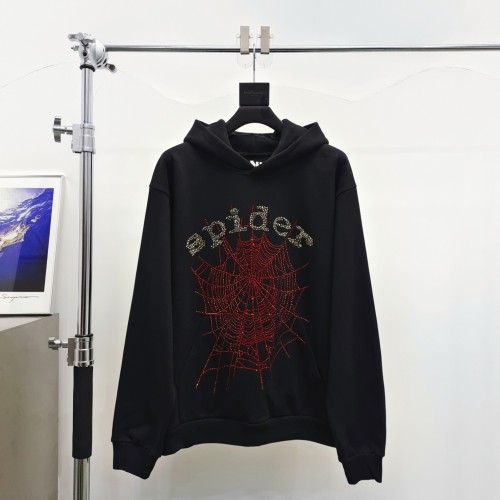 1:1 quality version Love Rhinestone Glitter Spider Web Print Hoodie