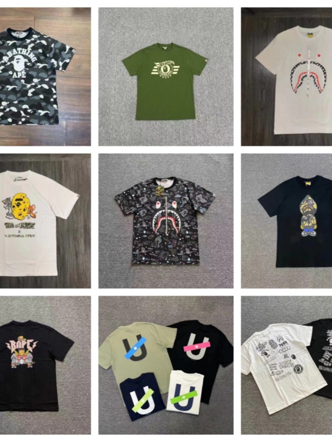[buy more save more]1:1 quality version Ape Head Camouflage Cartoon Print Round Neck Tee 22 colors