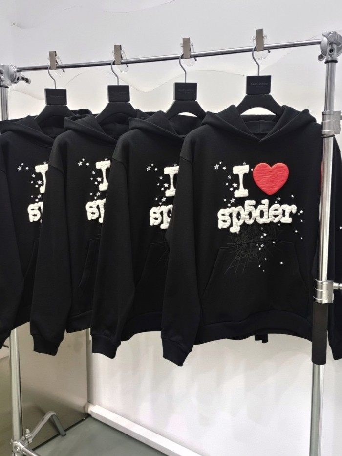 1:1 quality version Love Foam Letter Star Spiderweb Print Hoodie & Pants