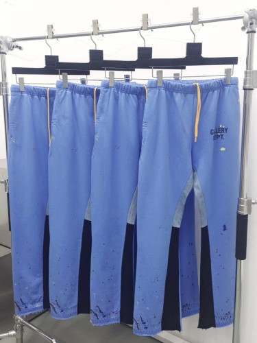 1:1 quality version Hand-painted ink splattered patchwork micro-flare sweatpants