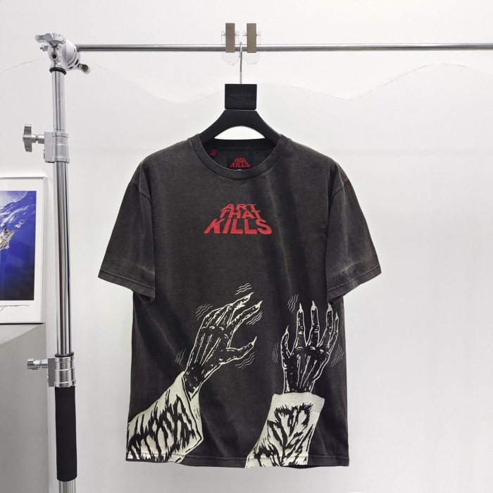 [Big & Tall for weights up to 260 lbs]1:1 quality version ART Red Label Letter White Bone Arm Print Tee