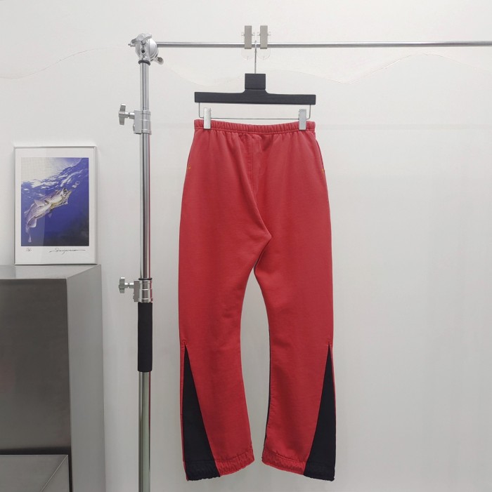 [50% Off][Big & Tall for weights up to 260 lbs]1:1 quality version Gold Letter Splash Ink Patchwork Micro Flare Sweatpants 25463527