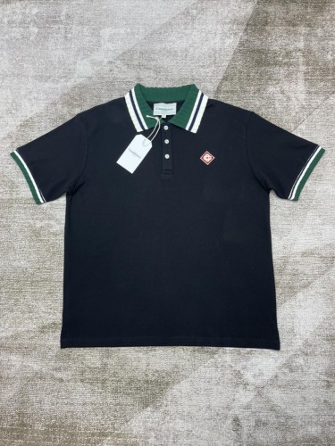 1:1 quality version Plaid Colorblocked Lapel Button Down Embroidered Polo Shirt