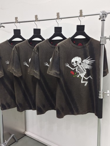 1:1 quality version Rose Skull Angel Back Monogrammed Washed Tee